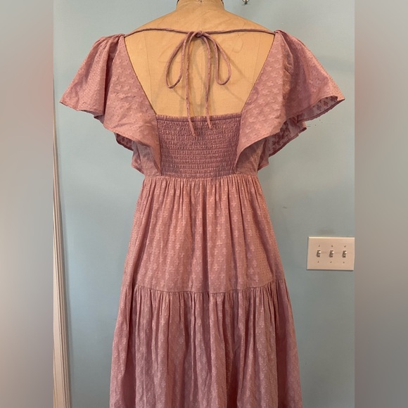 NWOT Madewell Tie-Back Flutter-Sleeve Tiered Midi Dress - Lavender- 6 - Picture 2 of 14